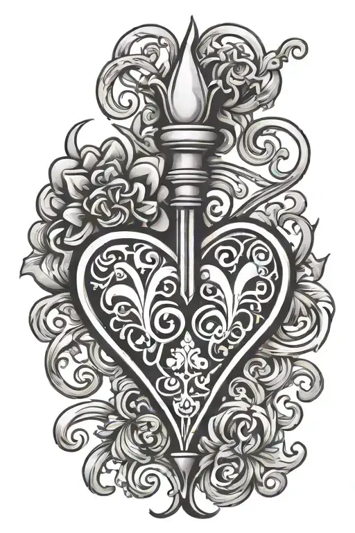 Spade Symbol Intertwined Hearts