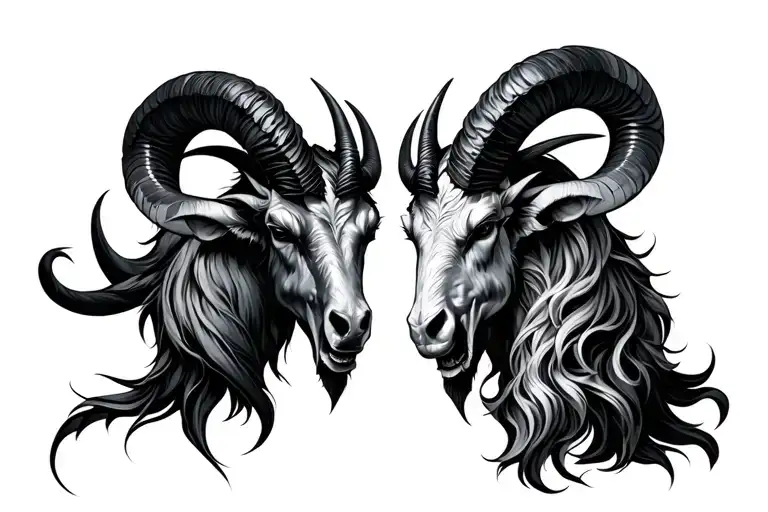 Demonic Aries Zodiac On Half The Chest With Capricorn Zodiac Symbolas Well