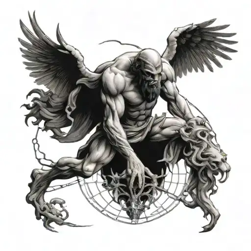 Atlas Carrying The World And Below Angels And Demons