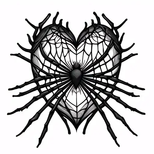 Spider Web And Heart Shaped