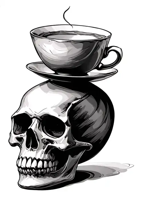 Fine Line Tea Cups Forming A Skull