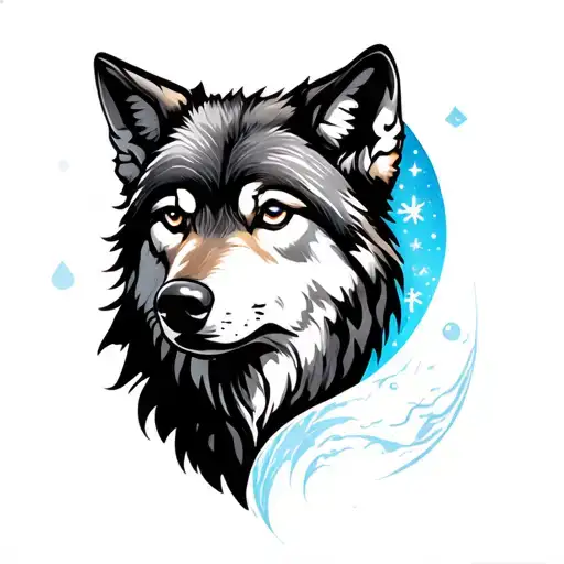 Wolf With Ice Moon