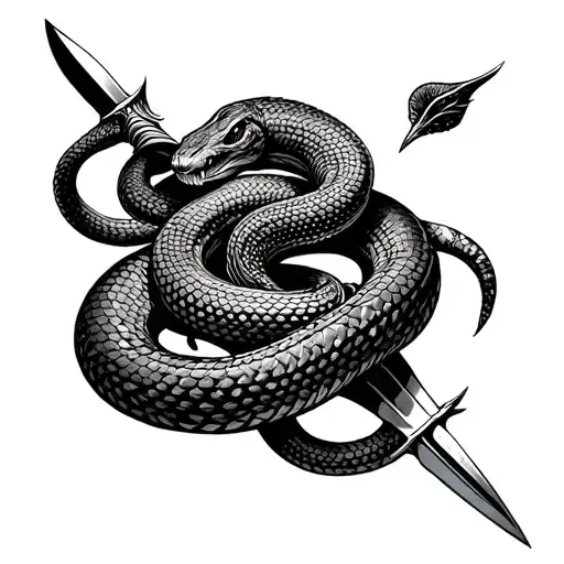 Snake Wrapped In Dagger