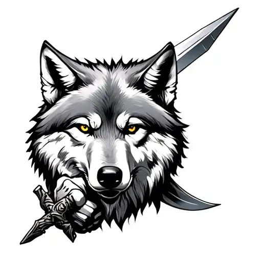 Wolf Holding Dagger