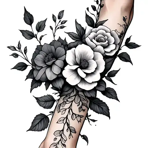 Vine Wrapping Around Arm With Flowers
