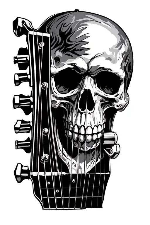 Guitar Headstock And Skull Forearm