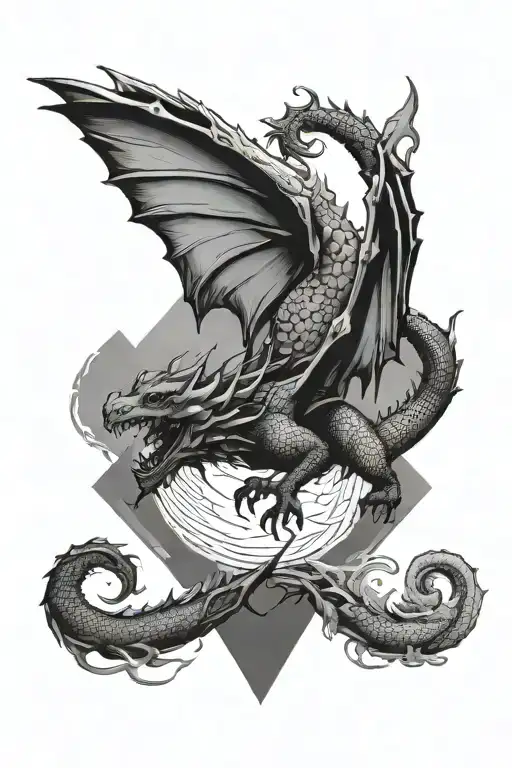 Dragon Flying Minimalist And Realist