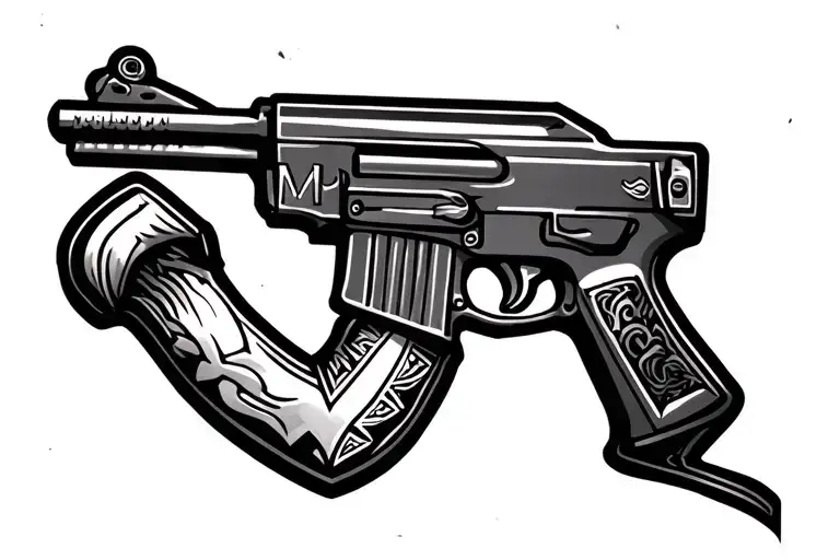 Ak47 Leg Tattoo Design