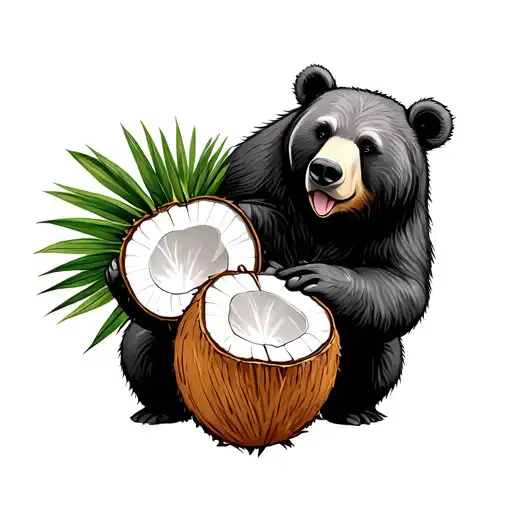 Bear Holding A Coconut