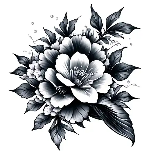 Flowers And Koi