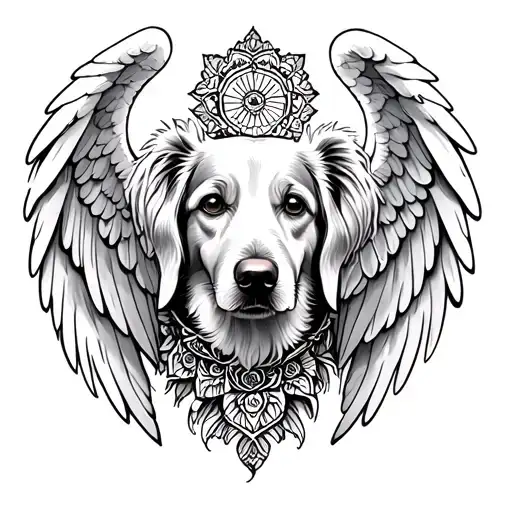 Dog With Angel Wings With Mandala