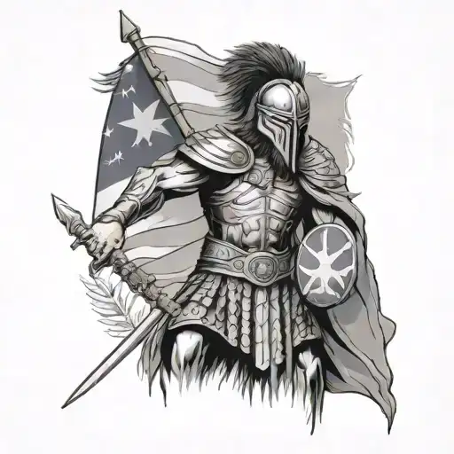 Dacian Warrior With Flag Incorporated