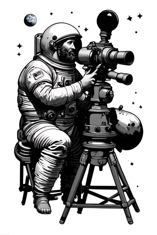 Galileo Looking Through His Telescope And Seeing An Astronaut