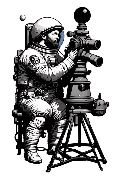 Galileo Looking Through His Telescope And Seeing An Astronaut