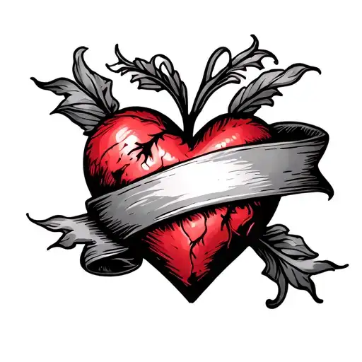 Heart With Banner Wrapped