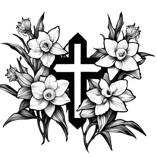 Cross With Daffodils And Joquill