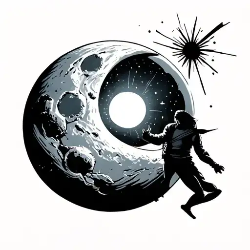 Man On The Moon With A Light Of Hope From Earth Globe