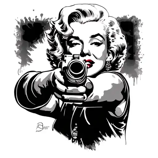 Marylin Monroe Aiming Shot Gun
