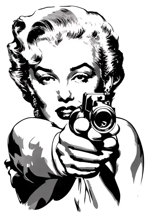 Marylin Monroe Aiming Shot Gun