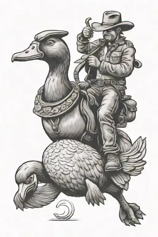 Cowboy Riding A Duck Standing