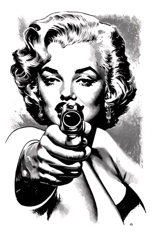 Marylin Monroe Aiming Shot Gun