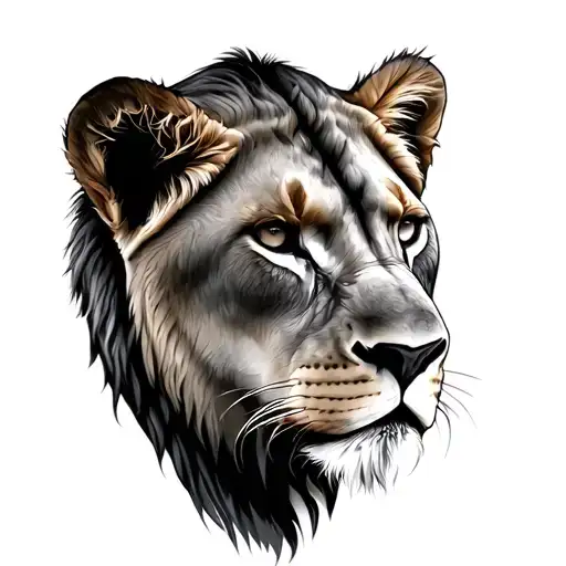 Lioness Portrait Surrounded By Various