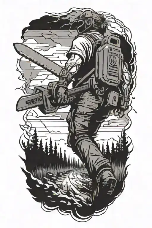 Chainsaw Man Walking Forward