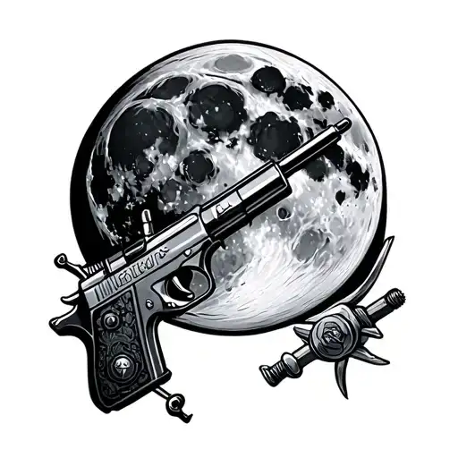 Moon And Tattoo Machine Gun