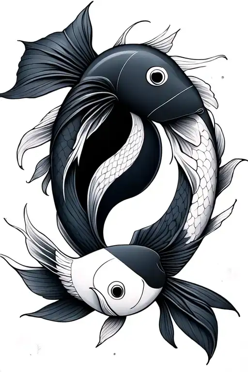 Yin Yang Koi Fish Geometric Design Incorporating