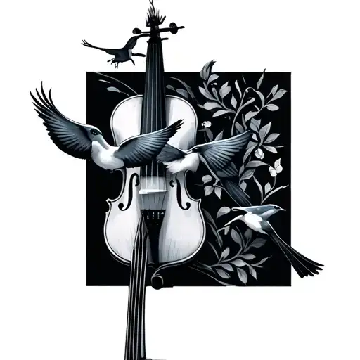 Violin Bow With Birds