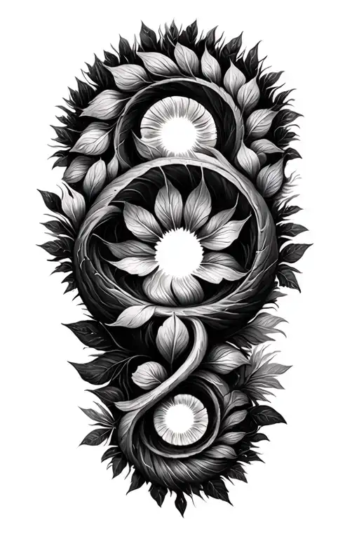 Fibonacci Spiral Pattern Incorporating Elements Of Nature