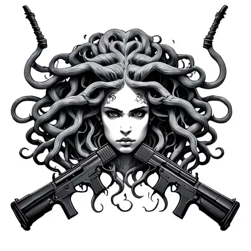 Medusa Gorgona With 2 Ak 47