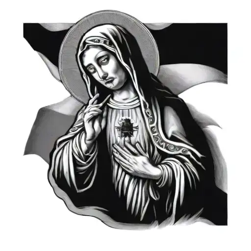 Virgin Mary Wearing Mexico Flag