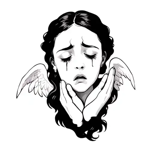 Angel Crying With Face In Hands