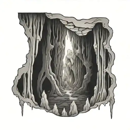 Inside A Cave With Stalagtites And Stalagmites