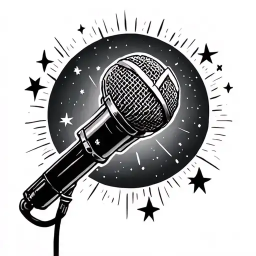 Microphone Empty Sad Stage Surrounded By Stars