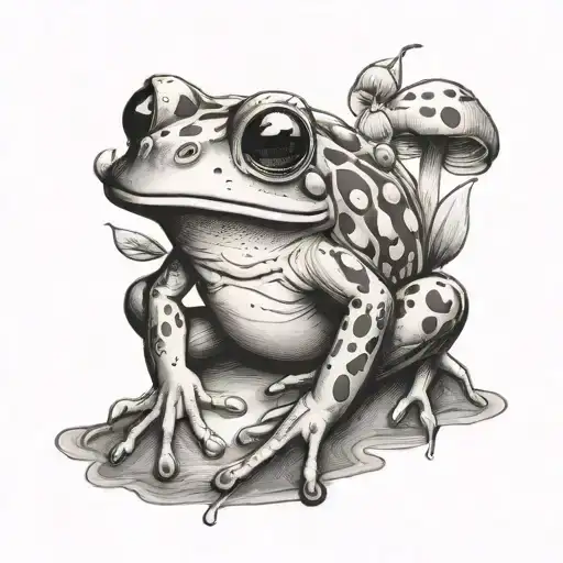 Frog With Mushrooms Coming Out Of Its Back