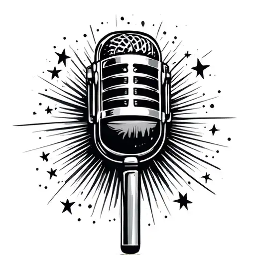 Microphone Empty Sad Stage Surrounded By Stars