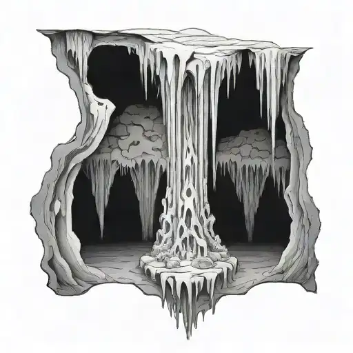 Inside A Cave With Stalagtites And Stalagmites
