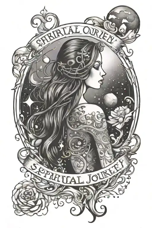 Spiritual Journey And The Universe Full Back Female With The Text As A Background