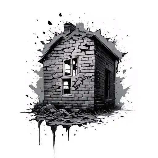 Damaged Abandoned Brick Wall Full Chest