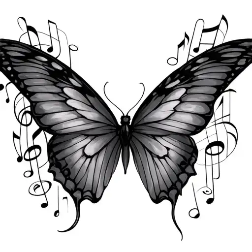 3 Butterfly Wings Forming Musical Notes