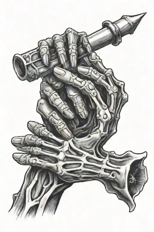 Skeleton Hand Passing The Torch Upwards To A Human Hand