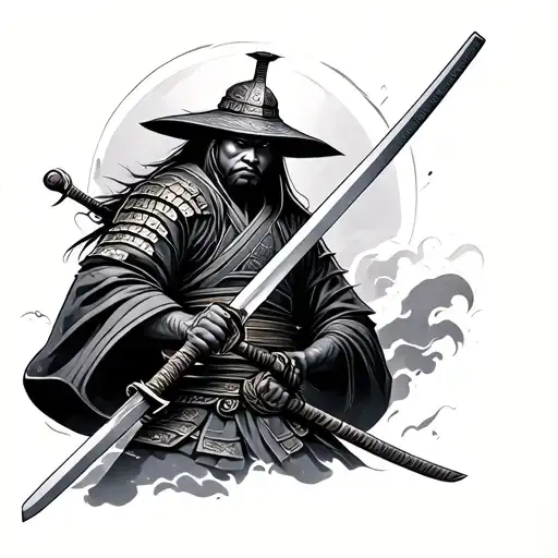 Samurai Holding Sword