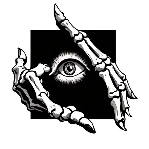 Skeleton Hand Tatto With Third Eye