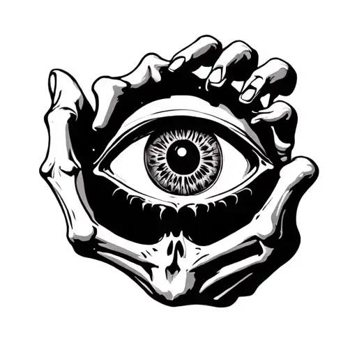 Skeleton Hand Tatto With Third Eye Inside