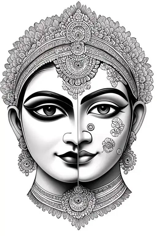 Kathakali Male And Female Faces Merged Together
