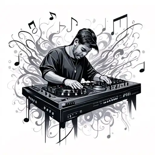 Dj Mixing Music Notes Flowing
