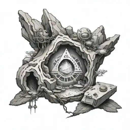 A Radiopharmaceutical Symbol Incorporated Into A Detailed Cave Landscape