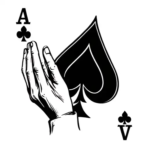 Ace Of Spades With Praying Hands Reaching